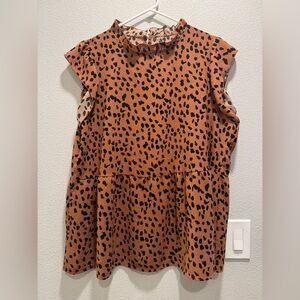 Leopard Print Button-Up Blouse